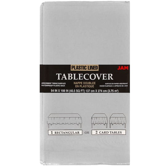 JAM Paper 108" Rectangular Plastic Lined Paper Table Cover